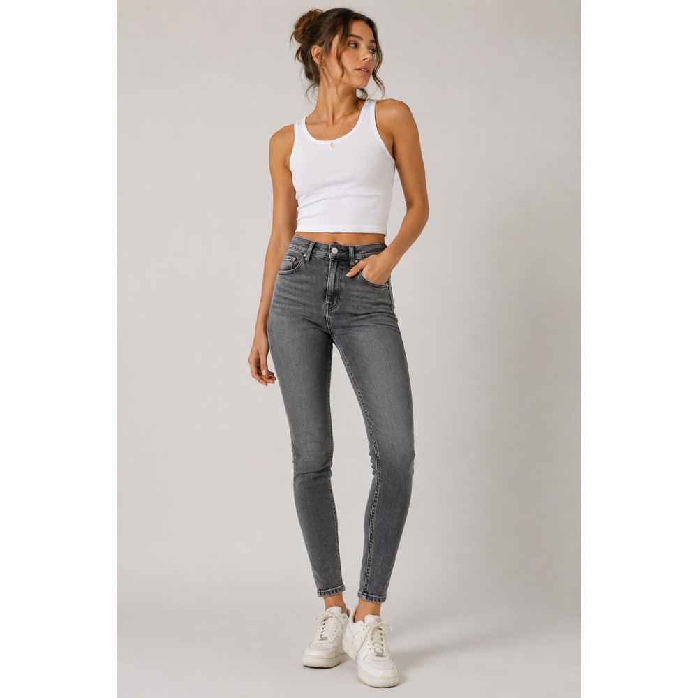 Everlane Authentic Stretch High Rise Skinny Jean Washed Black Size 26 Regular |E